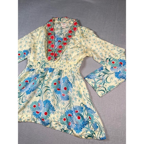 Sundance Silk Floral Embroidered V Neck Tunic Top Blouse Womens XS - Picture 4 of 8